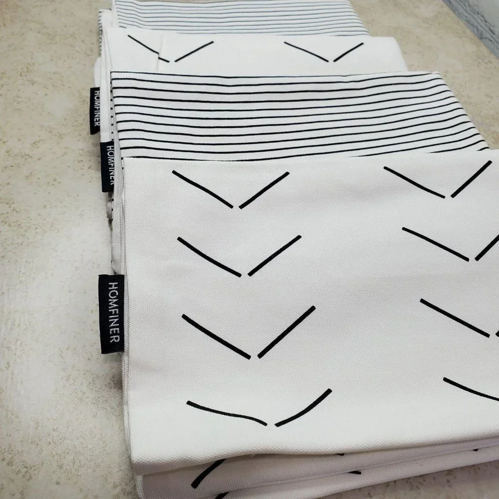 IKEA White and Black Patterned Cushions